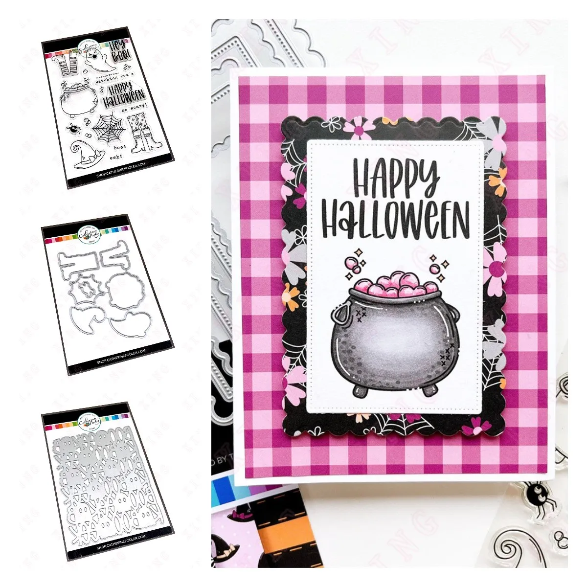

2022 New Metal Cutting Dies Scrapbook Decoration Embossing Template Diy Handmade Craft Toil & Trouble Eek Boo Cover Plate Stamps