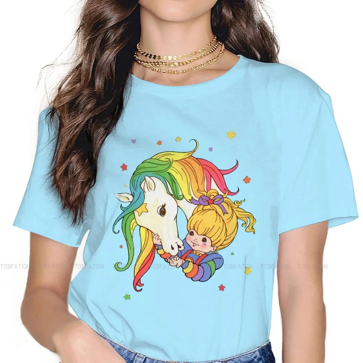 

Companions Newest TShirts Rainbow Brite Anime Animation Girl Graphic Tops T Shirt Round Neck Big Size