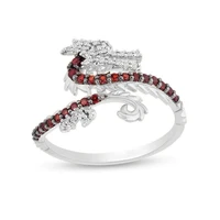 unisex silver color 3d realistic dragon ring for women men dragon shape gothic punk ring micro paved red rhinestone ring jewelry