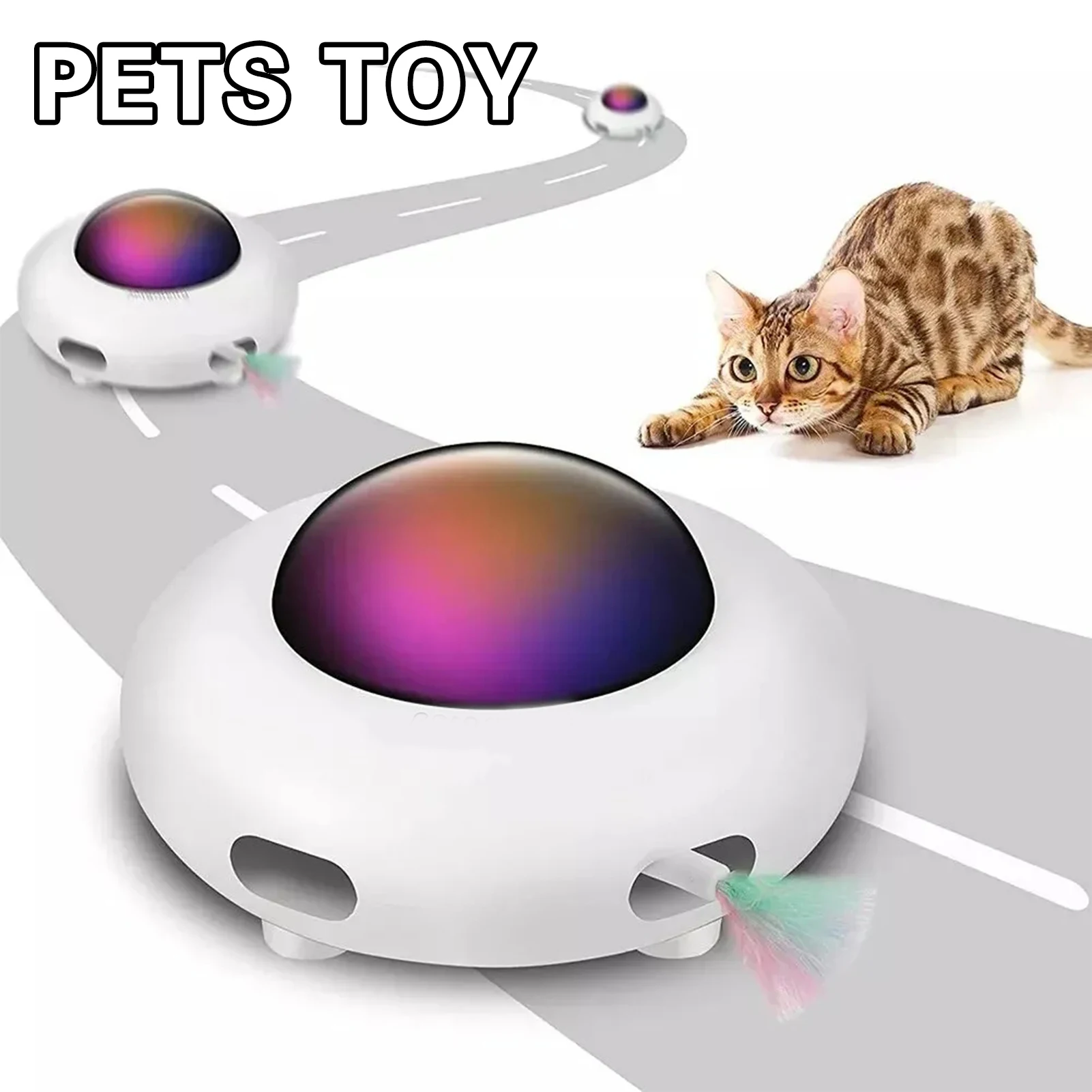 

Cat Teaser Automatically Takes Away Hair Interactive Cat Toys for Indoor Cat USB Rechargeable Plastic Speed Adjustable PRE