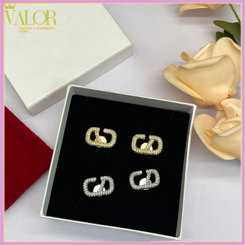 

VALOR NEWEST LANUCH Advanced Version Small Elegant European Gold Silver Zircon V Letter Studs Luxury Jewelry Wholesale Earrings