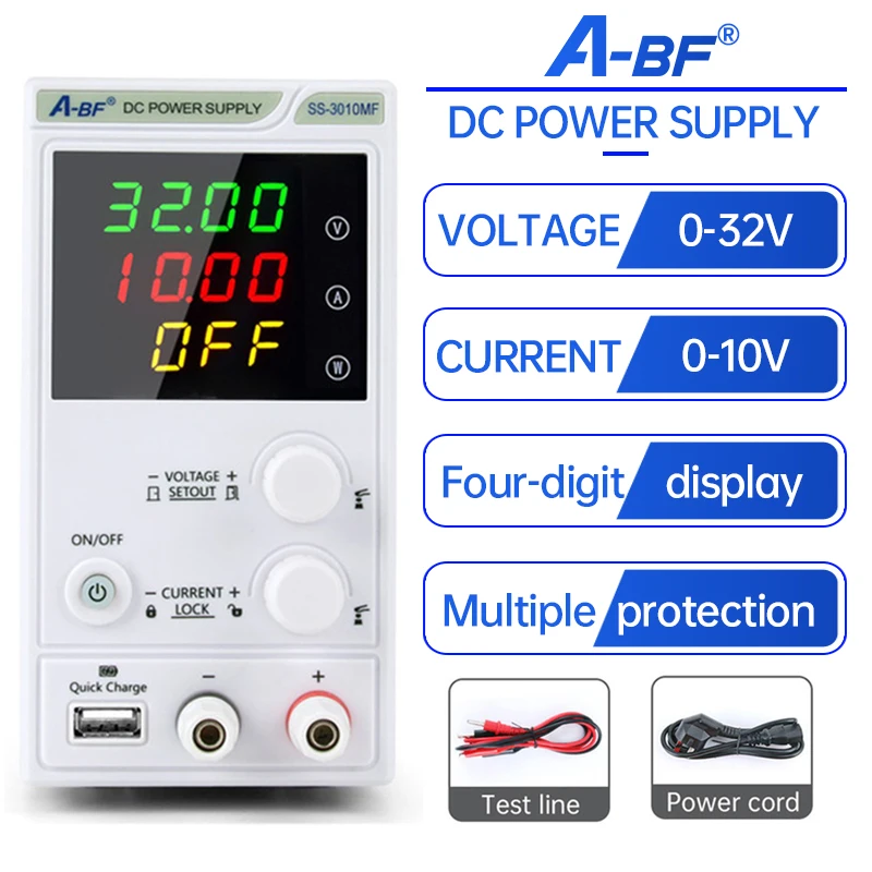 A-BF Lab Variable DC Power Supply With Memory Function 30A 10V 300W Lab Programmable Laboratory Bench Power Supply Adjustable