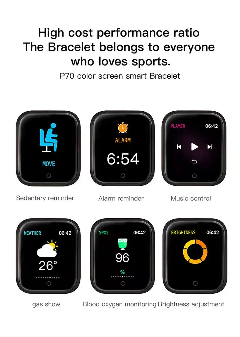 Новые женские водонепроницаемые Смарт-часы T80S/P70S Bluetooth умные часы для Apple IPhone Xiaomi