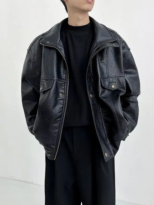 Высококачественная кожаная одежда Pu Shuai свободная мотоциклетная мужская