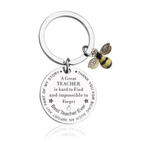 teachers day keychain woman bee key chain men letter pendant a great teacher keyring unisex elegant key holder jewelry llaveros