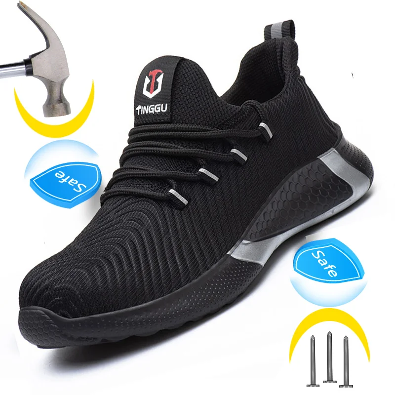 

Male Shoes Adult Safety Shoes Men Indestructible Work Sneakers Steel Toe Shoes Lightweight Work Boots Men Puncture Proof Boots