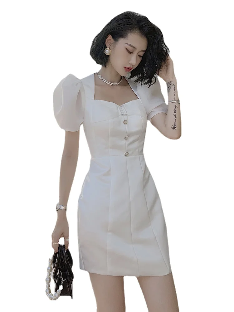 

Женское облегающее платье AIGYPTOS, белое винтажное платье-карандаш с коротким рукавом, элегантное Формальное короткое платье, весна-лето