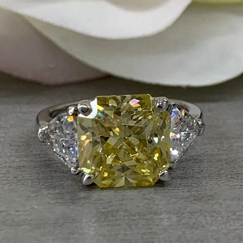 

Fashion Round Yellow Diamond Engagement Wedding Anniversary Set Ring Size 6-11