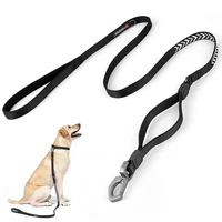 reflective big dog leash heavy duty pet dog lead dual handles soft padded nylon training walking for small medium large dogs