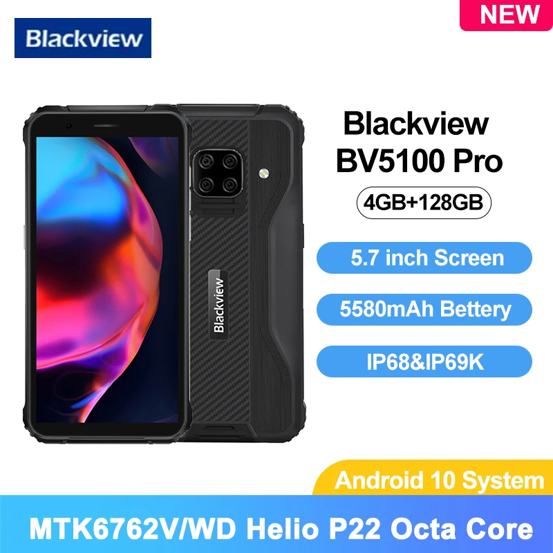 Blackview BV5100 Pro смартфон с 5,5-дюймовым дисплеем, восьмиядерным процессором Helio P22, ОЗУ 4 Гб, ПЗУ 128 ГБ, 16 МП, 5,7 мАч