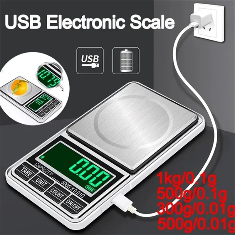 

Jewelry Balance Rechargeable 0.01g/0.1g Scale High Electronic Precision Scale Pocket Scale Digital Mini Weight Gram Portable