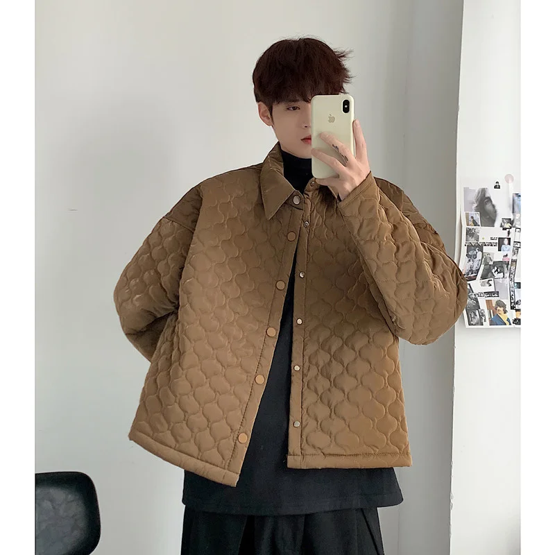 Winter Jacket Men Warm Fashion Coffee Black Thicken Plaid Jacket Men Korean Loose Short Coat Mens Oversize Clothes M-2XL