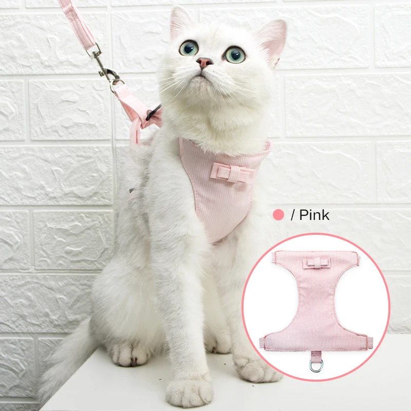 

Mascotas Accesorios Para Gato Cat Collar and Leads Set Bow Tie Cat Harness Adjustable Collier Chat Pet Supplies Ropa Gato Cute