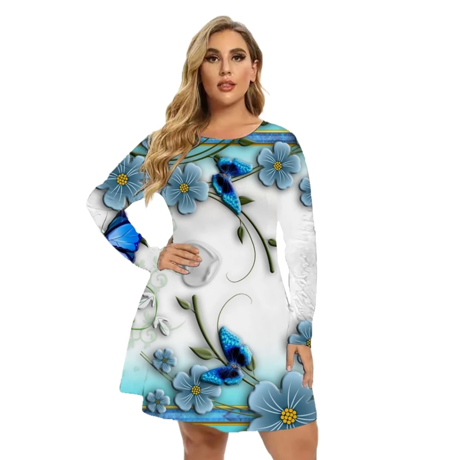 

Осенний модный элегантный женский пуловер с длинным рукавом и принтом бабочки, женское платье, уличная мода, осенняя одежда