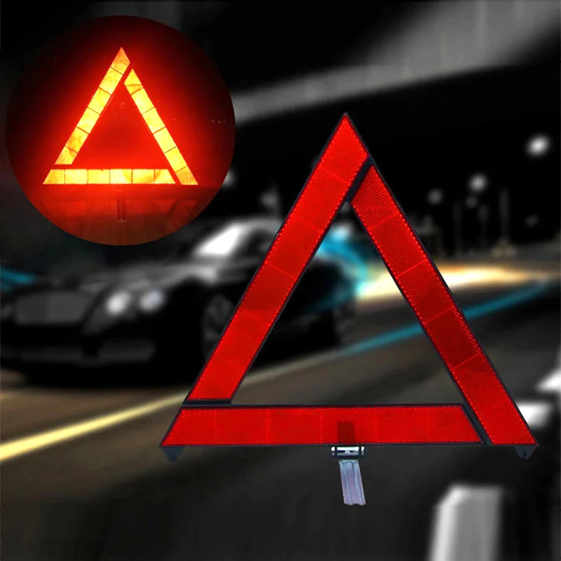 

Car Emergency Breakdown Warning Triangle Red Reflective Safety Hazard Car Tripod Folded Stop Sign Reflector Reflecting Tape