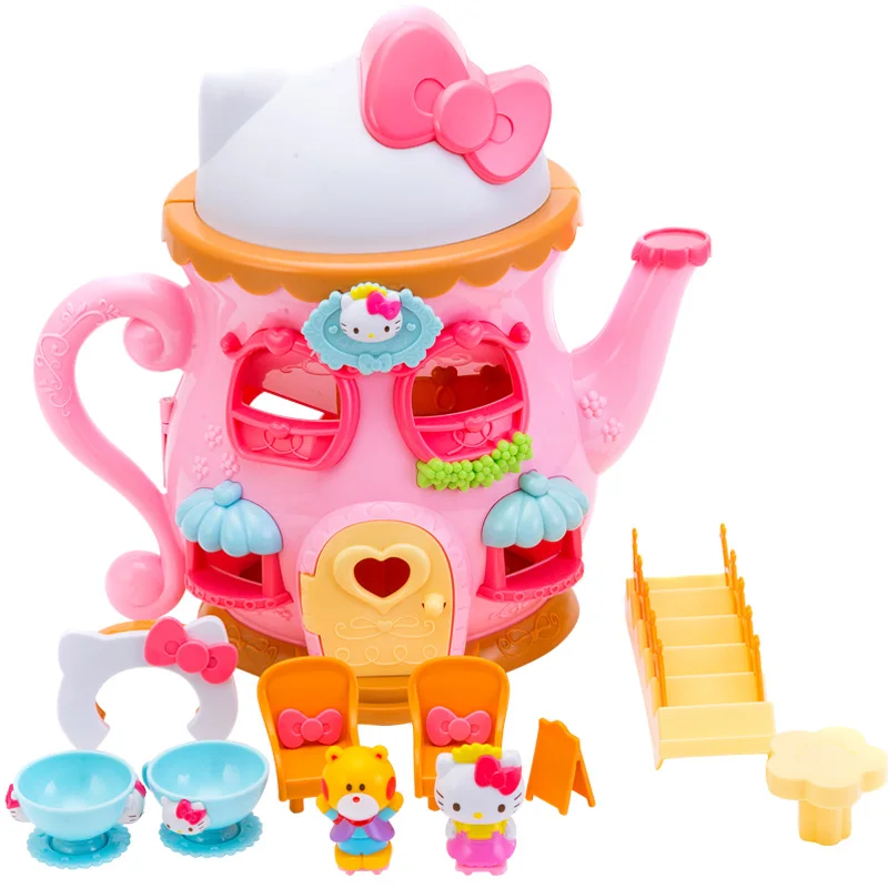 

Чайник Hello Kitty в маленьком городском стиле, кофейный домик, игрушечный домик, детские игрушки для девочек
