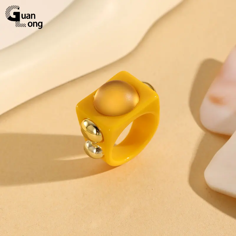 GuanLong модные преувеличенные квадратные кольца для женщин в стиле панк хип-хоп Kpop