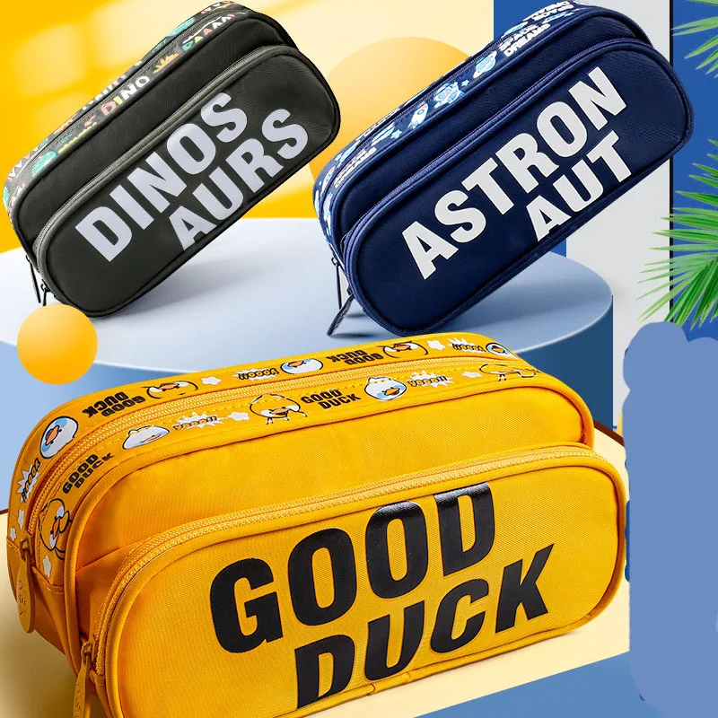 

2022 new popular pencil box stationery box primary school students double-layer large-capacity stationery bag kindergarten cute