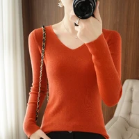 cashmere sweaters women slim v neck solid pullovers autumn winter womens sweater cashmere knitwear bottoming sweater