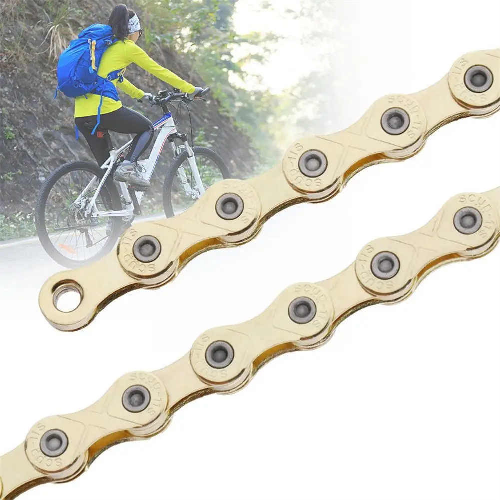 

Bike Chains Half Hollow Bike Chain Suitable For 11 Speed Mountain Bikes Road Bikes Electroplated Color Rust Proof Wear-resi V8P6