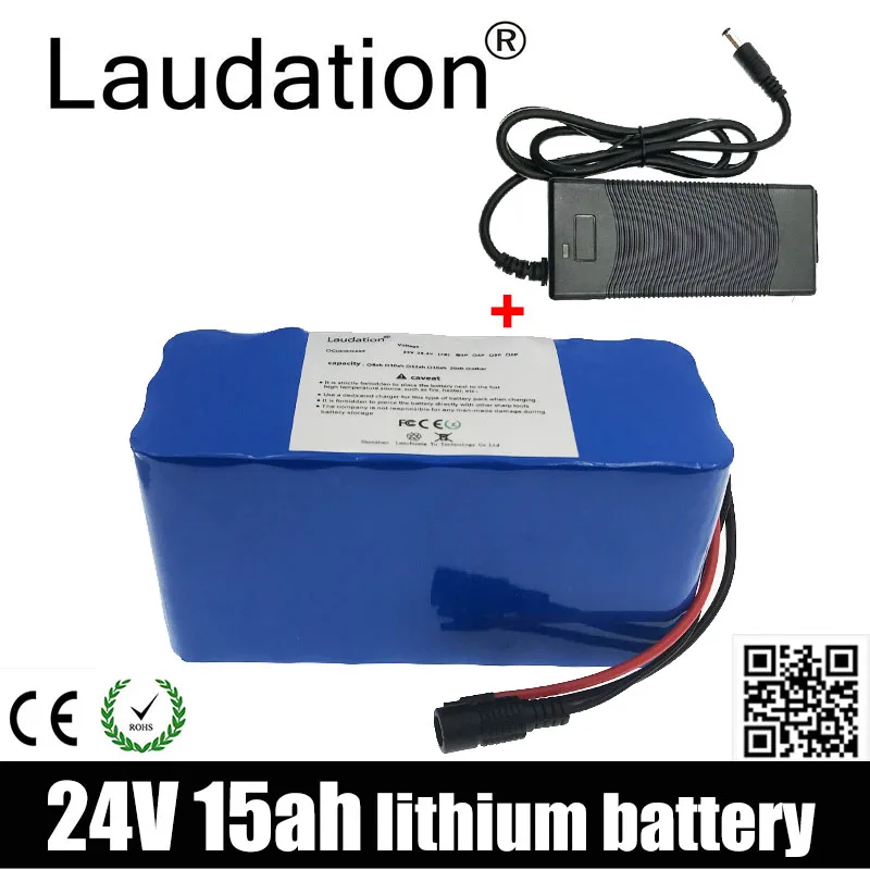 

Laudation 24V Battery 24V15ah Battery Pack 7S3P 21700 Lithium Battery Pack For Electric Bicycle Built-in 15A Bms With 2A Charger