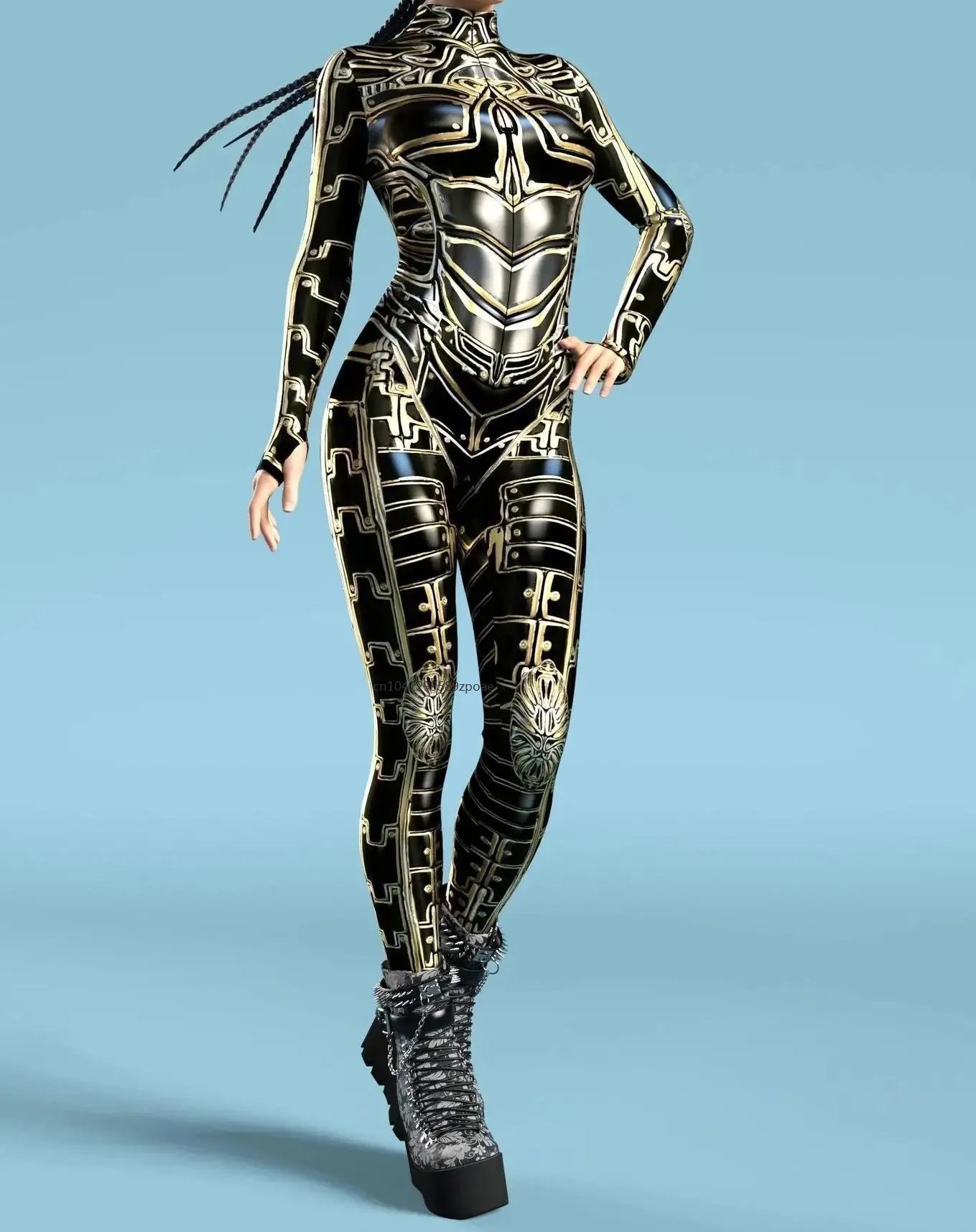 2024 Cyber Punk Phantom Mechanical Armor Jumpsuit Cosplay Zentai Suit Costume Steampunk Party Shows Performance Bodysuit