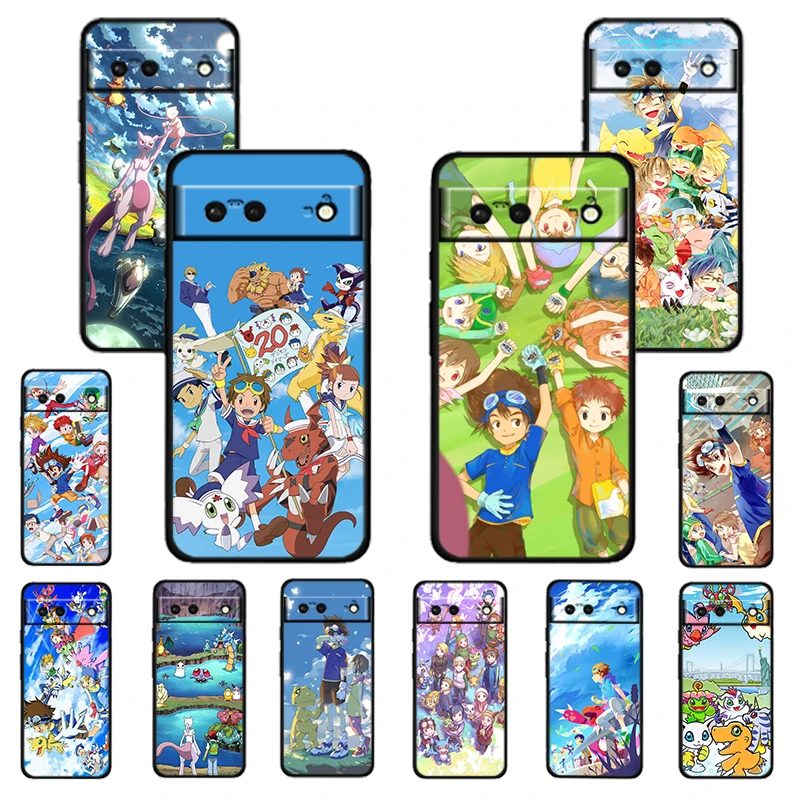 

Cartoon Digimon Boy Anime Shockproof Cover For Google Pixel 7 6 6A 5 4 5A 4A XL Pro 5G TPU Soft Silicone Black Phone Case Fundas