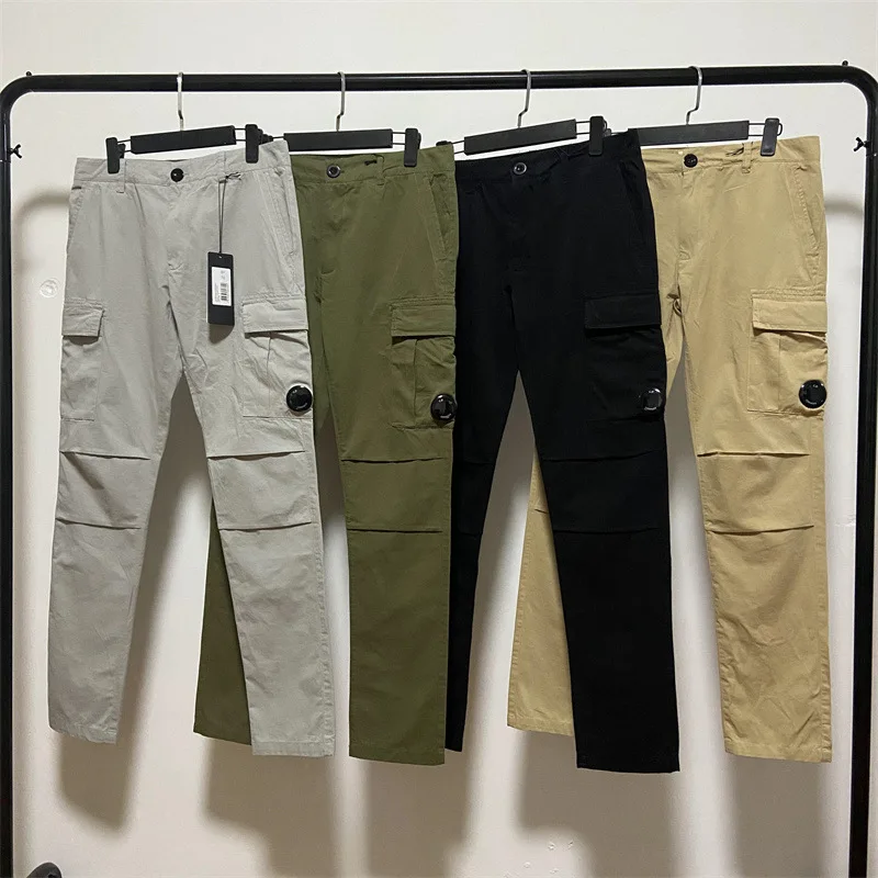 

2023 New Cp Cotton Men's Trousers Casual Korean Version Slim Overalls Sports Tide Brand Men's Pocket Solid Color Trousers Youth