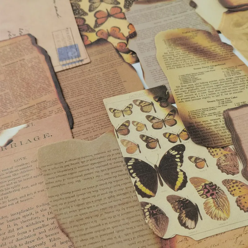

60 листов винтажных надписей, бабочки, скрапбукинг, журнал, дневник, коллаж, нежелательный фон, украшение в стиле ретро