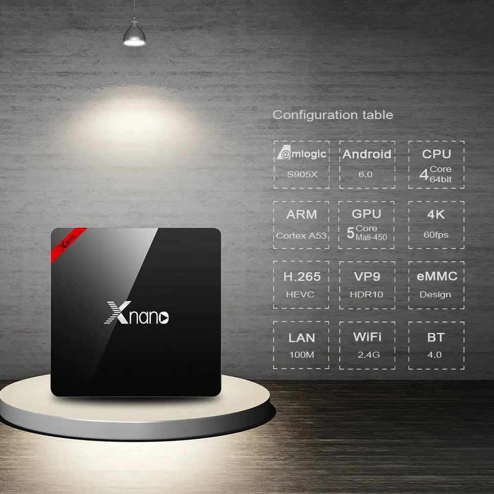 Приставка Смарт-ТВ Amlogic S905X 4K 4 ядра 2 ГГц 1 + 8 Гб Wi-Fi |