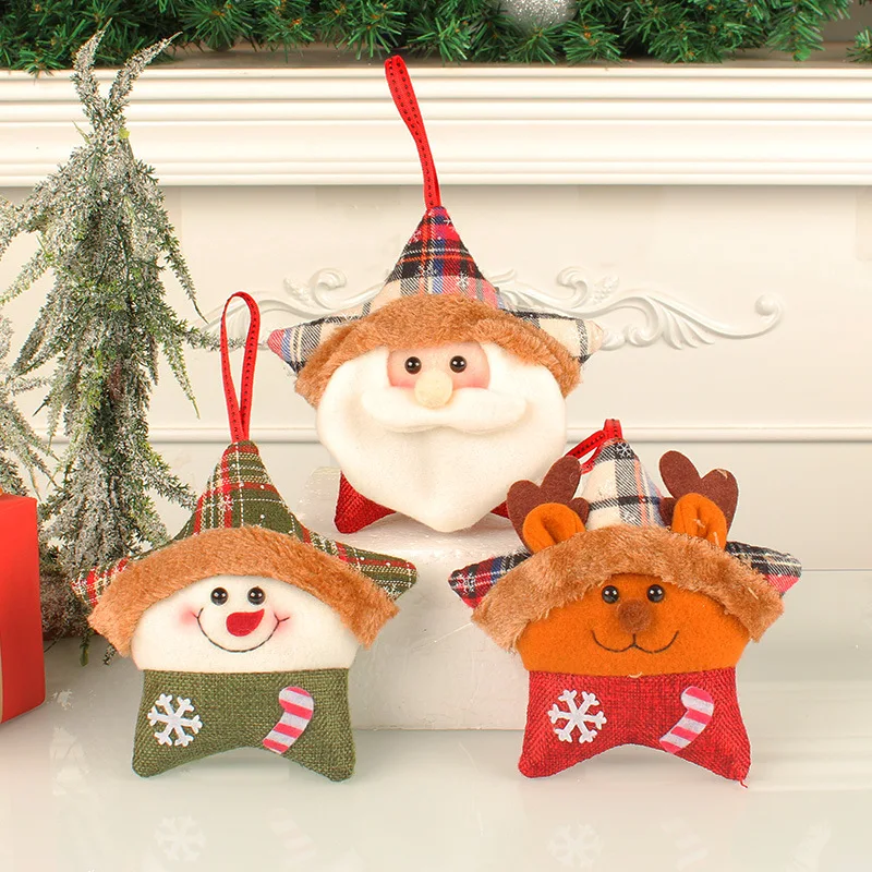 

2023 New Year Santa Claus Elk Christmas Tree Decorations Creative DIY Xmas Gift Plush Christmas Pentacle Figure Pendant