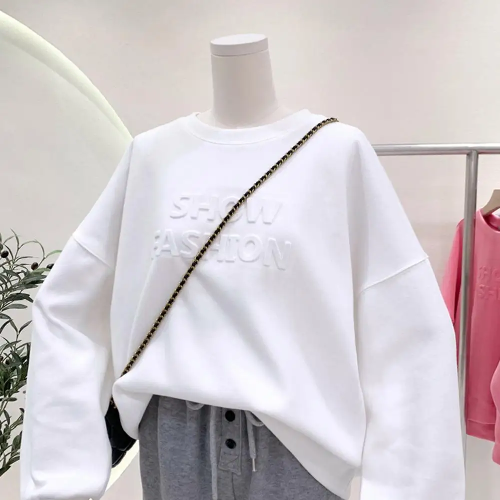 

Lady Sweatshirt Crew Neck Oversized Warm Lazy Style Women Sweatshirt Autumn Sweatshirt for Daily Wear