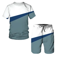2022 summer mens splicing casual simple fashion sportswear large size short sleeve t shirt shorts 2 piece mens set