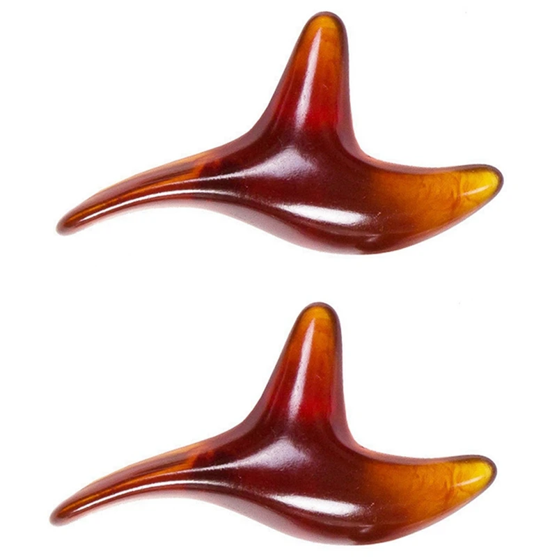 

2X Amber Resin Wax Triple-Cornered Foot Feet Massager Gua Sha Body Massage Stone SPA Tool