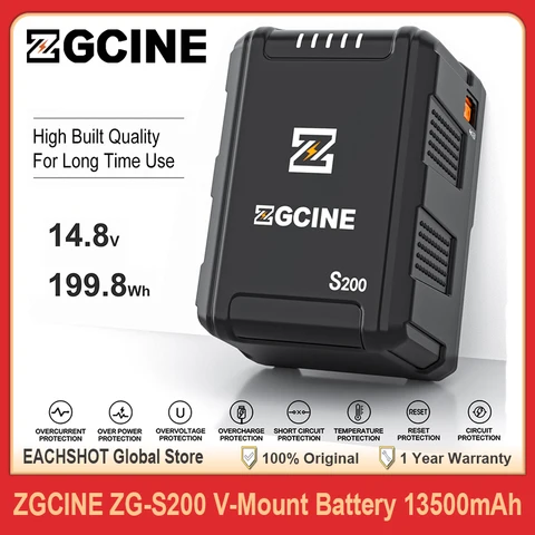ZGCINE S200 ZG-S200 199,8 Вт·ч 13500 мА·ч V-образный аккумулятор 14,8 В V-образный замок перезаряжаемый D-Tap/BP вход-выход для цифровых зеркальных камер