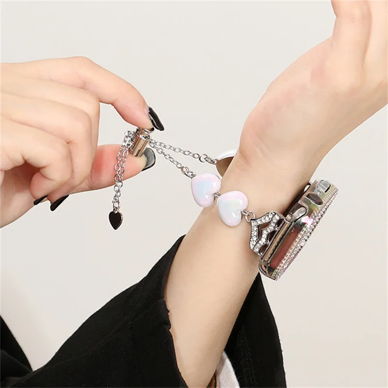 Metal strap for Apple watch band jewelry love chain for Iwatch87654321SE Ultra 38 40 41 42 44 45mm ornament bracelet women wrist