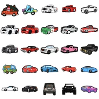 hot sale cars croc shoe charms black sports car shoes decorations white jeep wristband accessories colorful racing car carriage