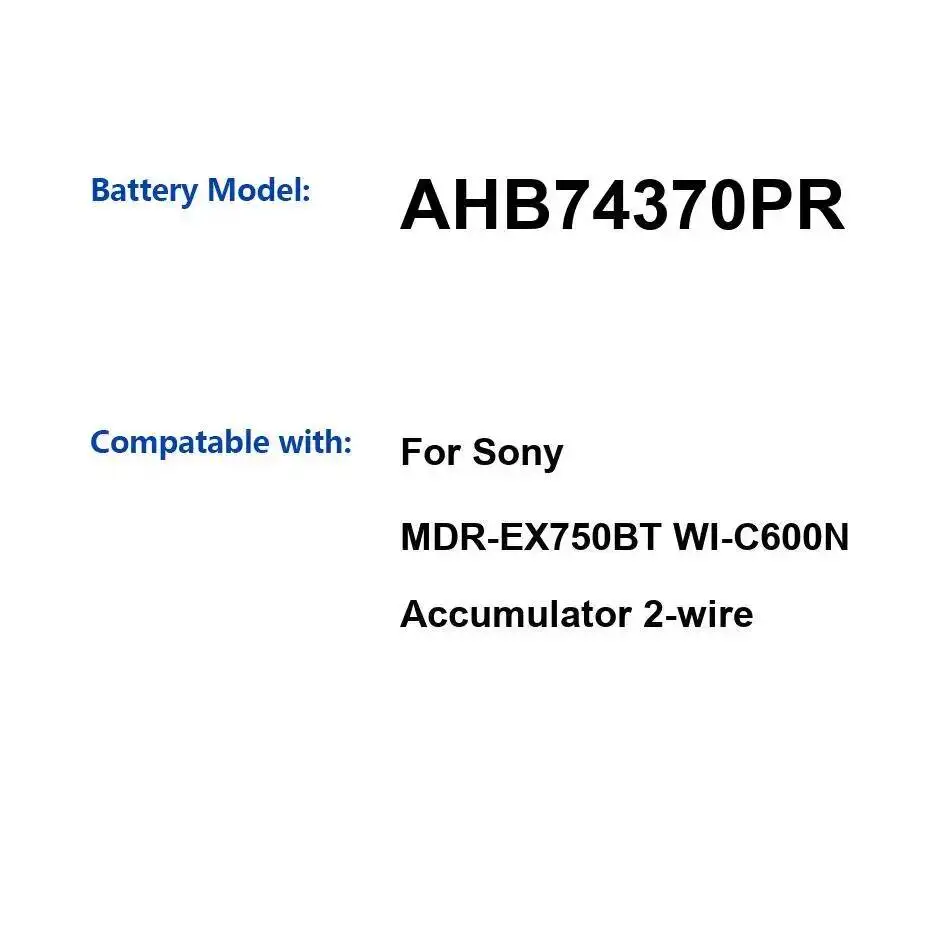 Фото Аккумулятор 140 мАч для наушников Sony MDR-EX750BT WI-C600N, 2-проводной, AHB74370PR, надежное питание №1