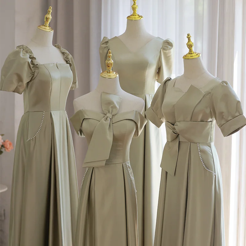 

Satin Bridesmaid Dress Long Sleeve 2023 New Host Wedding Sisters Girlfriend Group Dress Women's Long Spring evening dress