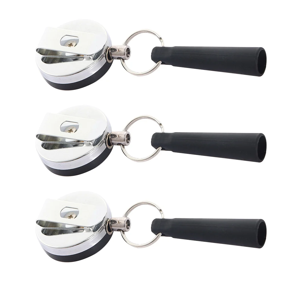 

3 Pcs Retractable Pen Holder Hanging Hook Silicone Key Ring Keychain Buckle Type Pen-cap Id Badges Extender Waist Belt
