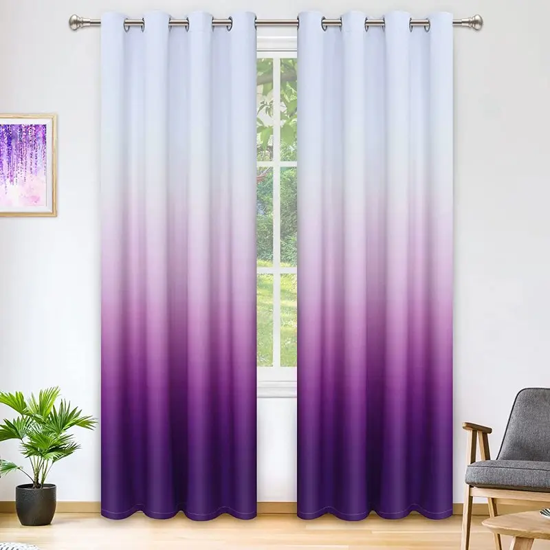 

Purple Blackout Curtains Room Darkening Grommet Window Drapes for Living Room Bedroom ,2 Panels of 52" W x 84" L