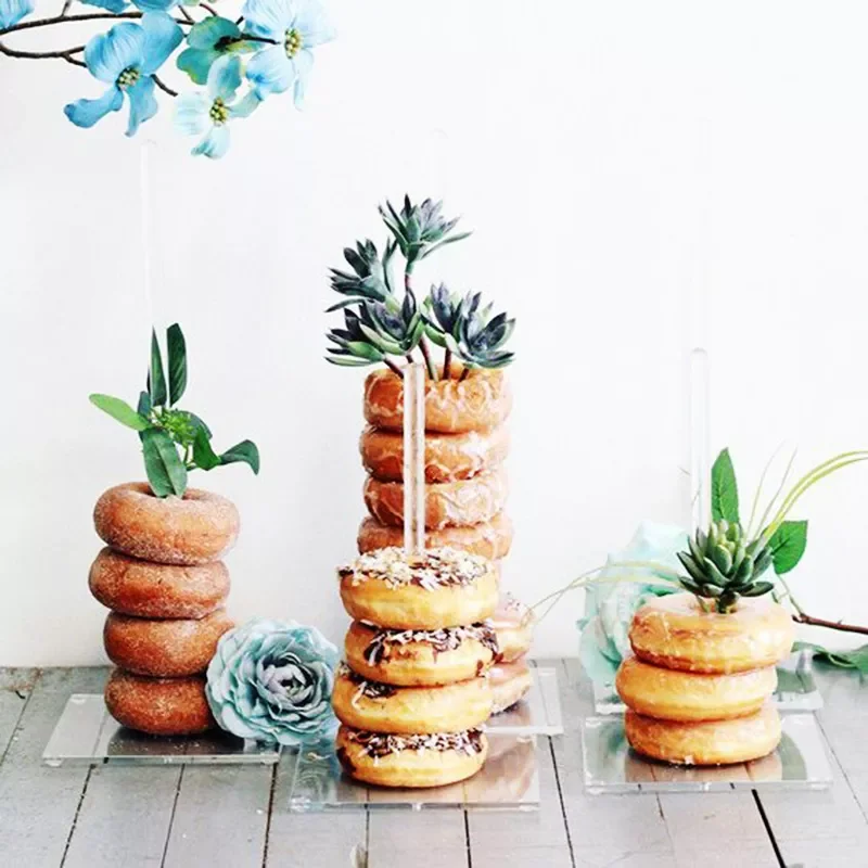 

New Donut Wall Candy Biscuits Dessert Cake Support Holder Stand Birthday Party Favors Donut Theme Wedding Table Decoration