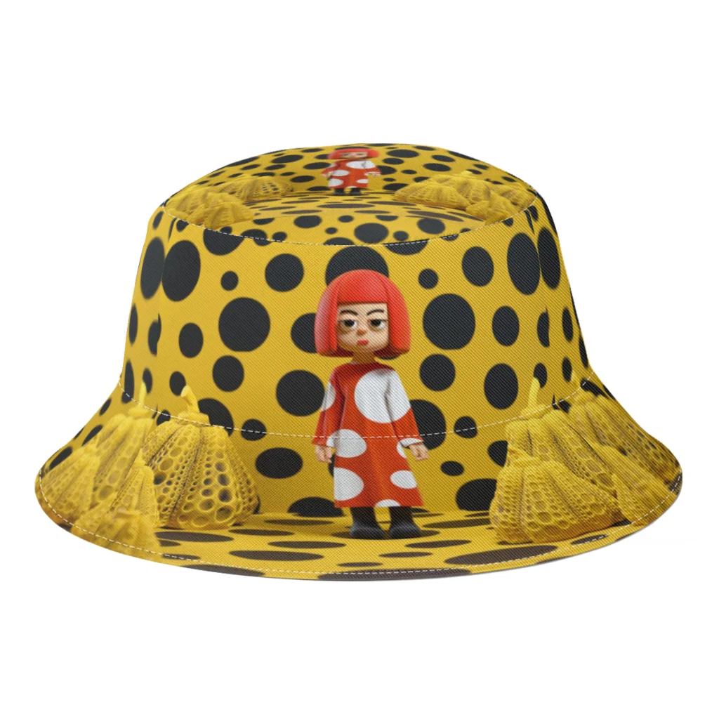 

Yayoi Kusama Bucket Hat for Women Men Abstract Dots Pop Art Pumpkin Outdoor Bob Fishing Fisherman Hats Girls Boys Panama Sun Cap