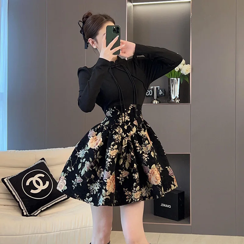 Новое ретро-платье в стиле французской Хепберн Коллекция весна-осень короткая