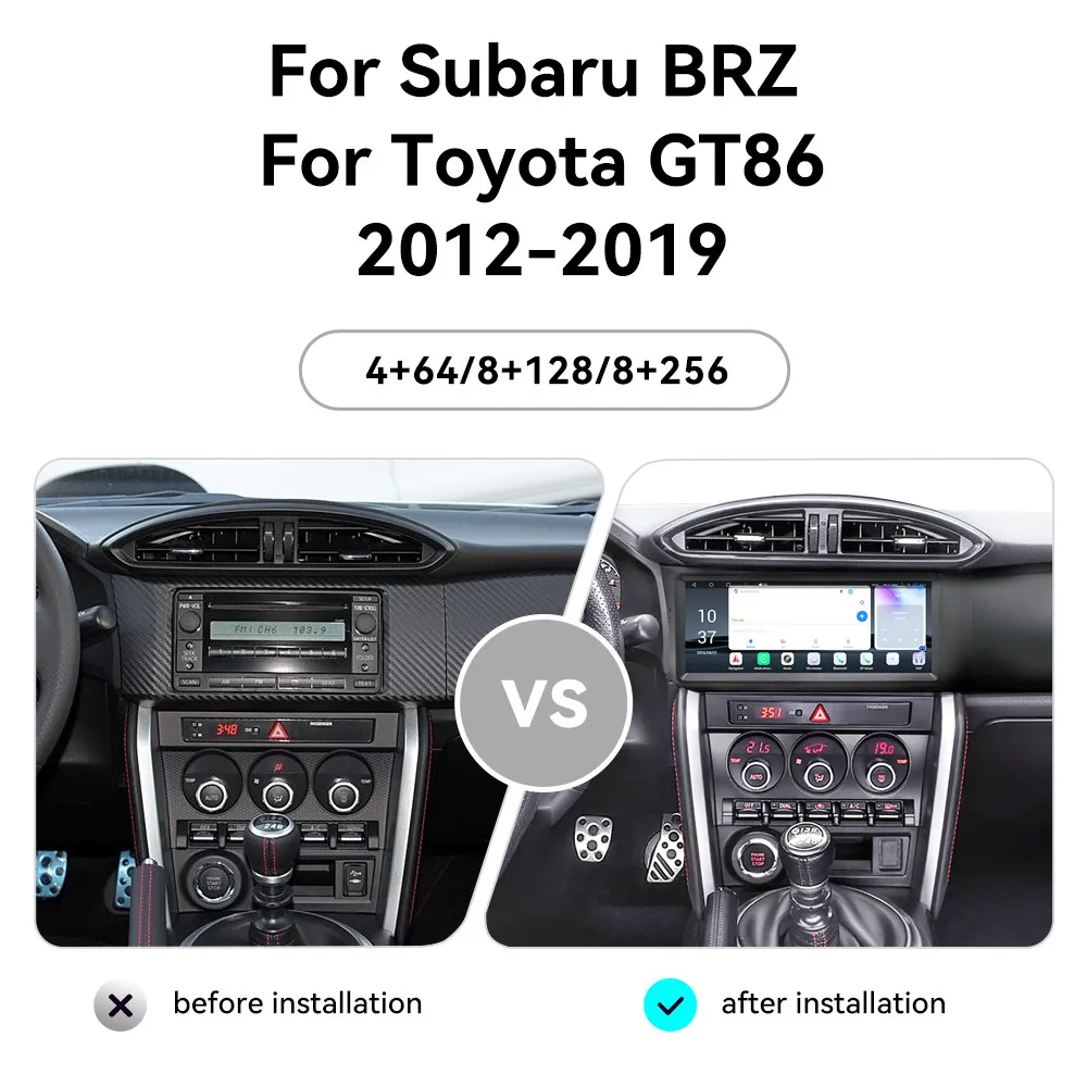 12 1-дюймовый автомобильный радиоприемник CarPlay Android 13 для Subaru BRZ Toyota GT86 2012-2019