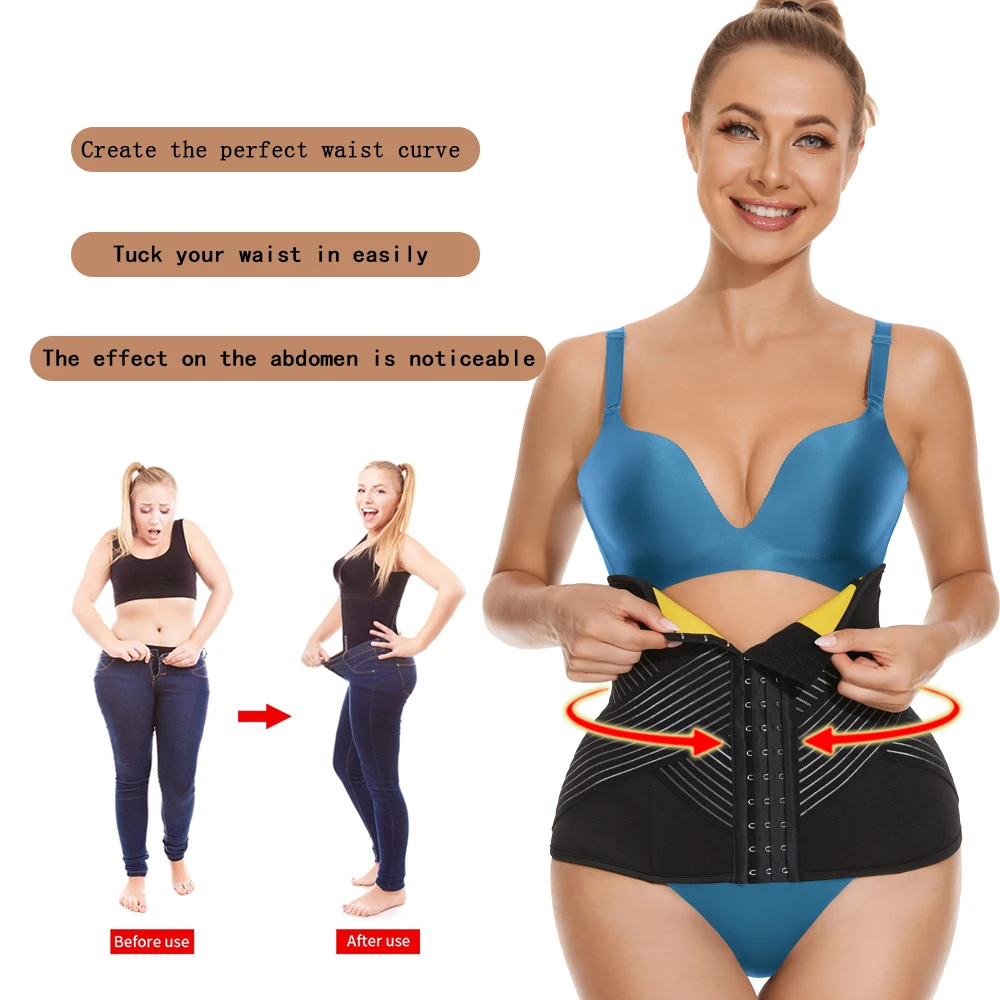 Velssut Women Waist Trainer Sweat Band Waist Cincher Trimmer for Weight Loss Gridle Sauna Belt Slimming Body Shaper Corset Top