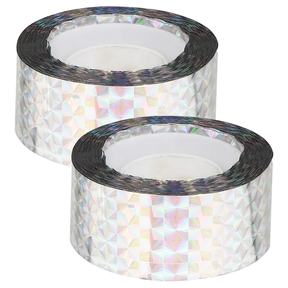 

2 Rolls Decorative Tape House Bird Tool Repelling Tapes Decorative Scare Tools Outdoor Double Sided PET Reflective Deterrent
