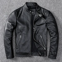 2022 new top layer 100 cowhide leather jacket mens stand collar motorcycle clothes youth autumn large size sheepskin clothes