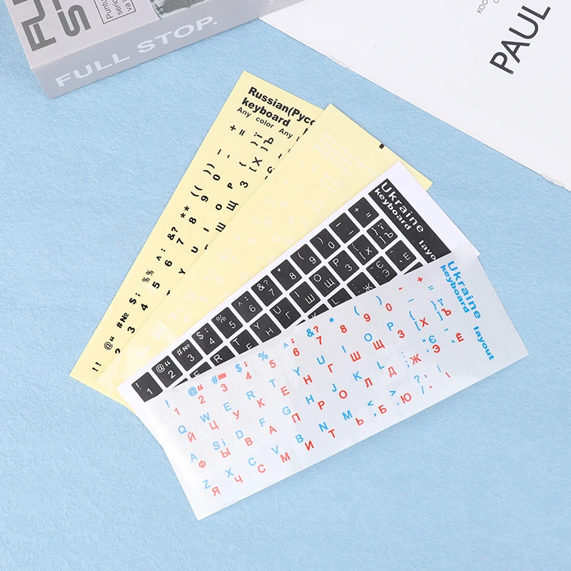 1 шт. наклейка на клавиатуру языке Украины черный/прозрачный фон белый синий