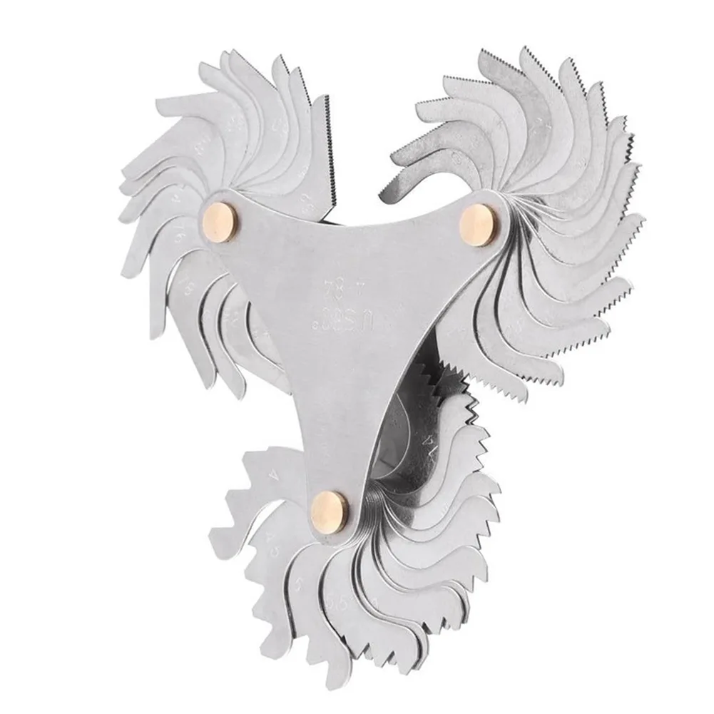 

51PC Screw Gauge US Screw Pitch Thread Insert Blades 60 Degree Gauge Range 4-84 Triangle Head Measuring Gauging Tools